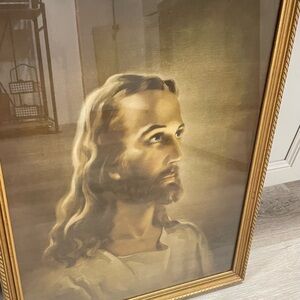 VintageHEAD Of CHRIST Framed original Print, Warner Sallman 1940 Jesus Religious